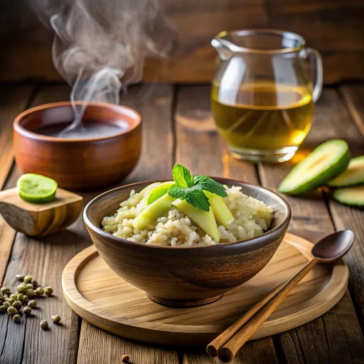 Оризова купа със зелен чай и авокадо